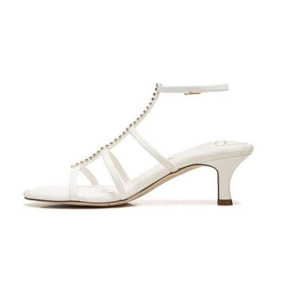 Franco Sarto Womens White Leather Rhinestones Kitten Heel Sandals Sz 7.5 New - Picture 11 of 15